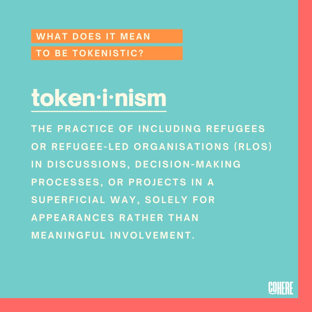 WeAreCohere_Org's tweet photo. 🔍 Tokenism is when refugees are included without real influence—seen, but not heard. True inclusion means partnerships that amplify refugee voices, resources for RLOs, and decision-making power. Let’s push for #RealInclusion where refugees lead! 💪🌍 #NoToTokenism #RefugeeVoices https://t.co/WJLbXi1Eyx