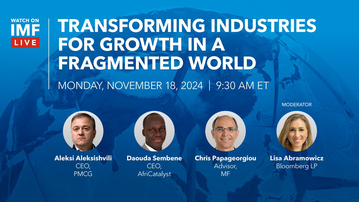 How can industries transform to drive growth amid global fragmentation? Watch our expert panel with Aleksi Aleksishvili, <a href="/DaoudaSembene/">Daouda Sembene</a>, and Chris Papageorgiou, moderated by @labramowicz. November 18, 9:30 AM ET. youtube.com/watch?v=K4vkSG…
