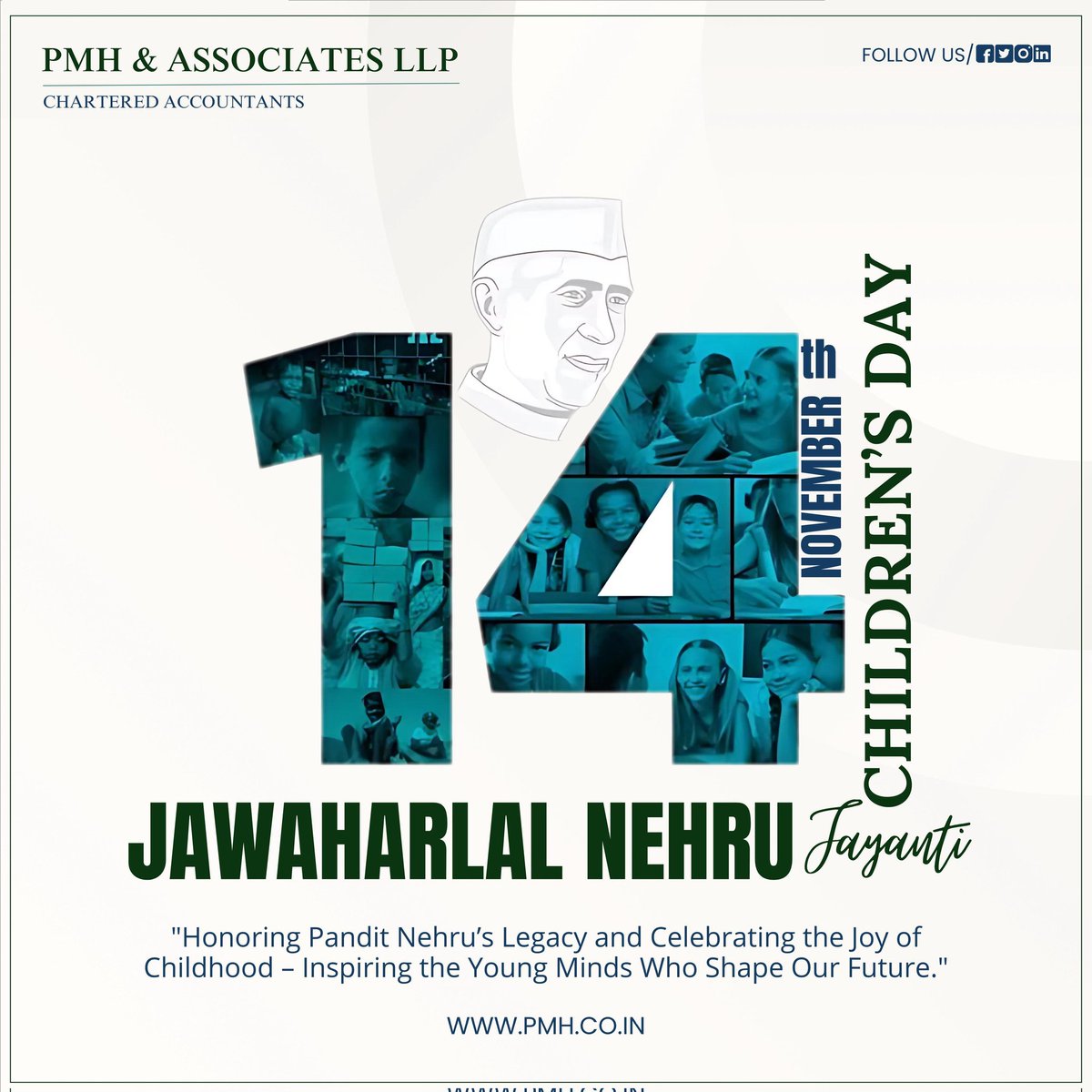 PMH_LLP's tweet photo. Honoring Pandit Jawaharlal Nehru’s Legacy and Celebrating the Joy of Childhood – Inspiring the Young Minds Who Shape Our Future.
.
On the auspicious occasions of Nehru Jayanti and Children's Day, PMH &amp; Associates LLP extends heartfelt wishes to all.
. https://t.co/tKNoCntEuo