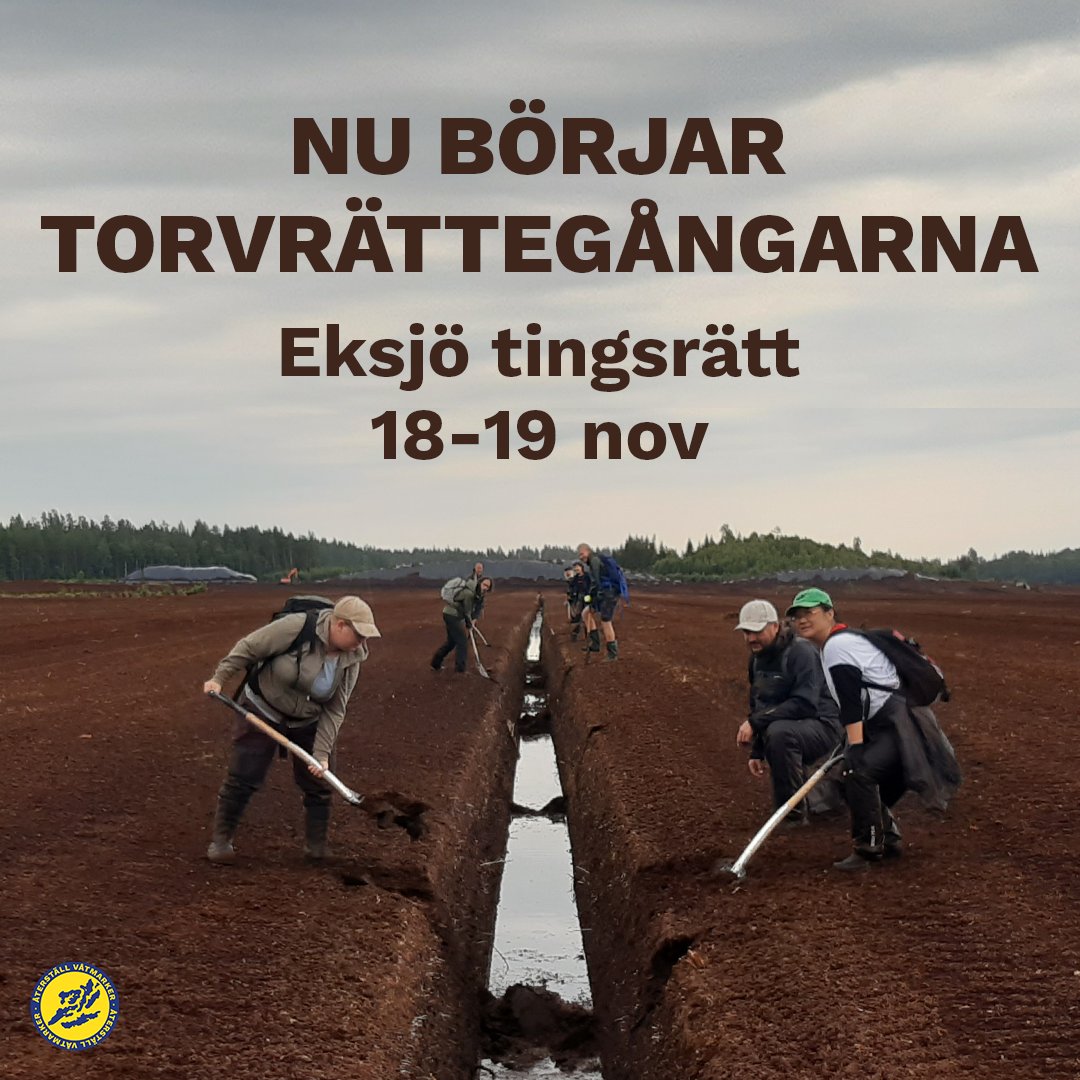 Sommaren 2023 var Återställ Våtmarker ute på Neovas torvtäkter och grävde igen diken. 

Nu börjar rättegångarna, kom och stötta!

Eksjö tingsrätt den 18-19 nov. 
Domaregatan 7, 575 33 Eksjö
 
Stötta kampen, bli månadsgivare idag! tinyurl.com/mu7r6yc8 #återställvåtmarker