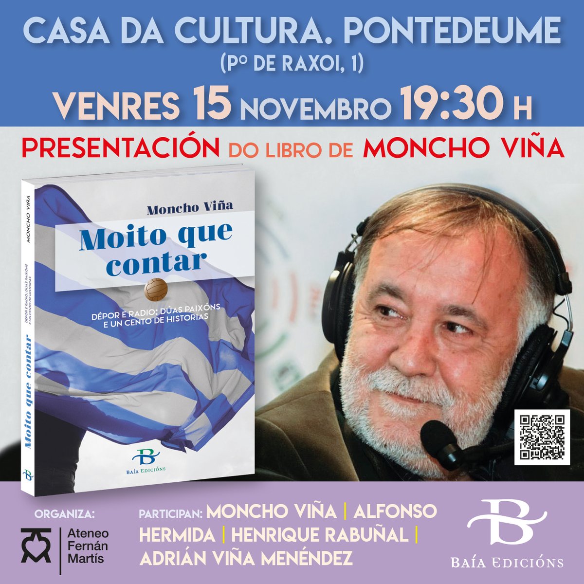 MoitoQueContar's tweet image. Se non podedes estar este xoves en Arteixo (19:00 horas na capela do balneario), mañá estaremos en Pontedeume.
Levamos as historias de Moito que contar á Casa da Cultura, invitados polo Ateneo eumés. Esperámosvos!!!