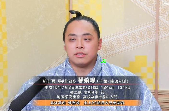 琴手計 改め 琴栄峰（ことえいほう・21歳） 佐渡ヶ嶽部屋所属。 千葉県