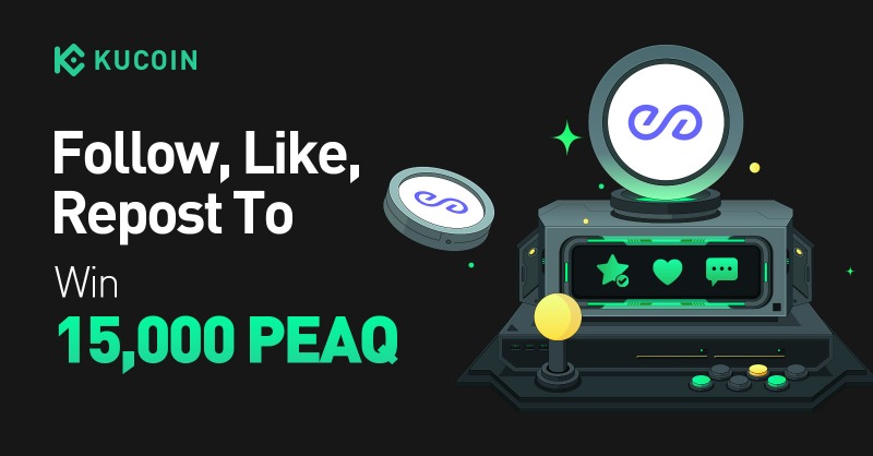 kucoincom's tweet photo. 🎉 #Giveaway Alert: Celebrate $PEAQ listing on #KuCoin! 🎁
 
1️⃣ Follow @kucoincom &amp; @peaq
2️⃣ Repost, Like with quote "Trade $PEAQ on #KuCoin!"+ tag 3 friends 
3️⃣ Fill in form ⤵️
 
🎁15,000 $PEAQ for 100 winners 
⏰ 48 hours only—don’t miss out!