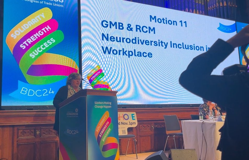 Unite Spirit Aerosystems rep Gaye Partridge speaks at #BDC2024 on need for legislation to ensure workers with neurodiversity conditions are protected in all workplaces.

‘neurodiversity friendly is worker friendly’