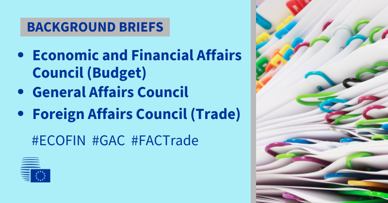 EUCouncilPress's tweet photo. ❗ NOW available
Background briefs ahead of the Council meetings:
· #ECOFIN (Budget) of 15 November 👉 https://t.co/mlUaSWlYoI
· #GAC of 19 November 👉 https://t.co/a5GxS67S8F
· #FACTrade of 21 November 👉 https://t.co/oN3cAT1XlS https://t.co/vVvfnLcFAP