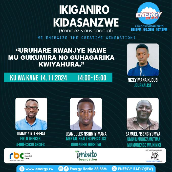 Jeunes Scolarise's, Turi mu kiganiro ku bufatanye na <a href="/RBCRwanda/">Rwanda Biomedical Centre</a> ,<a href="/Imbuto/">Imbuto Foundation</a> ,<a href="/energyradio/">Radio Energy Tco</a>, <a href="/MusanzeDistrict/">Musanze District</a> kingingo igira iti"URUHARE RWANGE NAWE MU GUKUMIRA NO GUHAGARIKA KWIYAHURA"!!