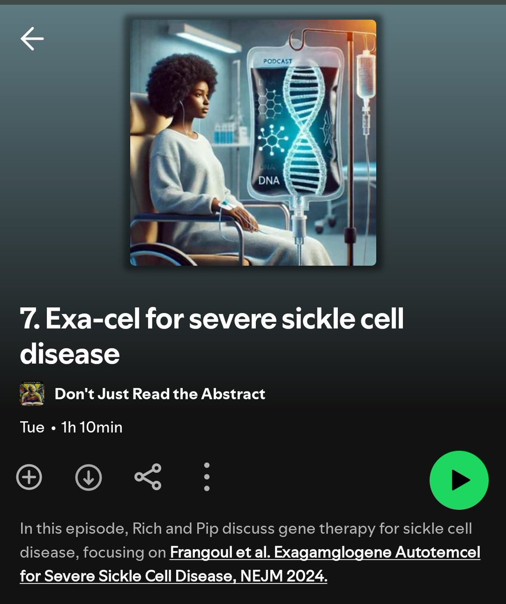 richardbuka's tweet photo. Latest episode of Don't Just Read the Abstract with @PipNicolson discussing Exa-cel gene therapy for severe sickle cell disease. https://t.co/u3lhgBt82o