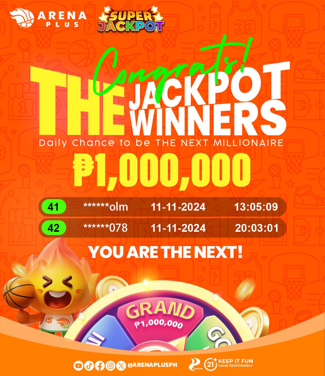 arenaplusph's tweet photo. IKOT -IKOT lang. May Milyon ka na!

Meron itong Mini, Minor, Grand Prizes ano dito gusto mo ka-astig? Commen “Kahit ano Astig”

🤙 Learn more how to win ₱1,000,000 at https://t.co/q8EQ63fU1R

Be the next #ArenaPlusSuperJackpot winner, play now ► LINK IN BIO

#SuperJackpot #ArenaPlusSuperJackpot #APMilyonaryo #LuckyPlus #ArenaPlusMillionaire #PlusMillionaire #Milyonaryo #BigWinner