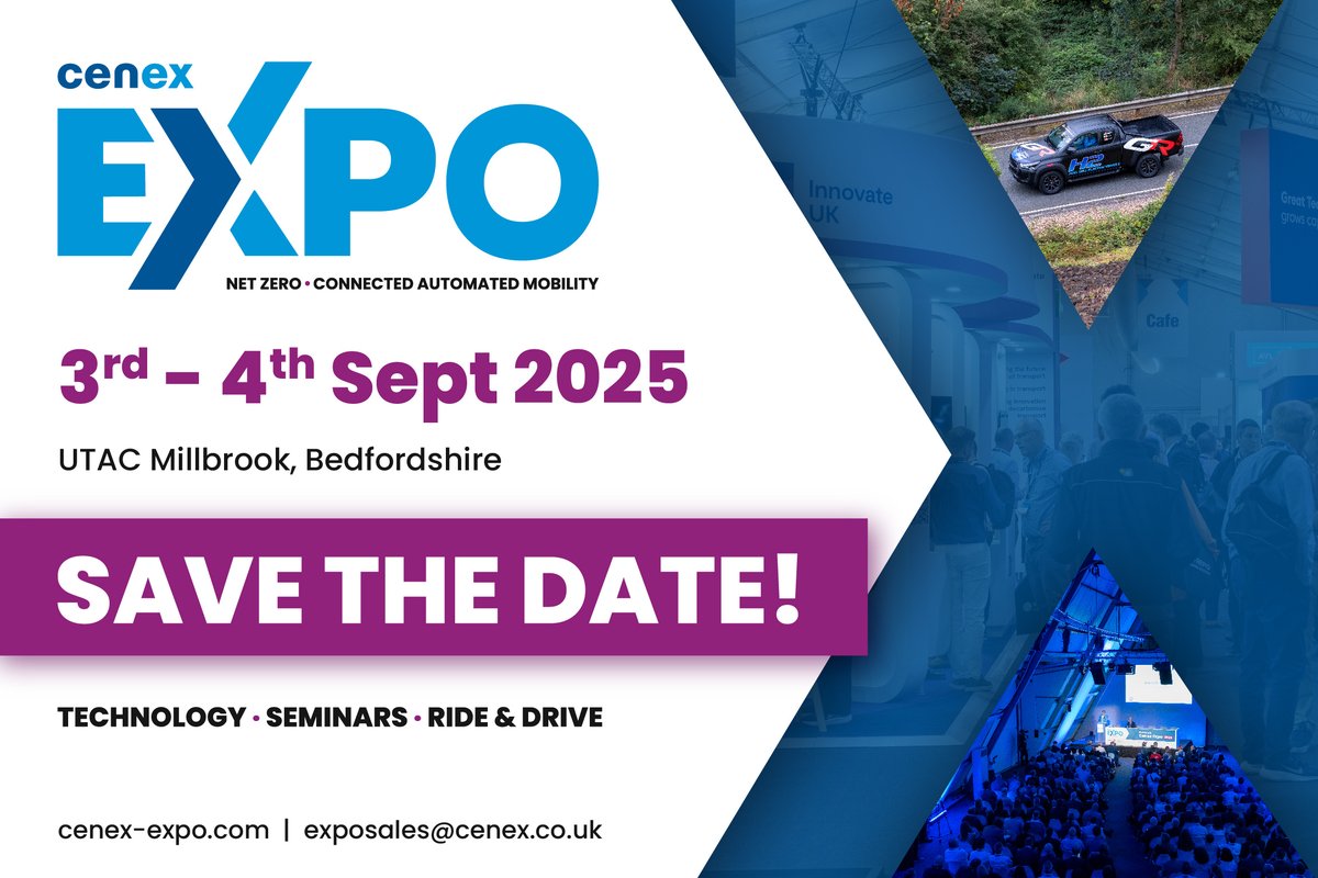 We are pleased to announced the dates for #cenexexpo2025 📆 

The two day event will take place <a href="/utaccompany/">UTAC</a> Millbrook on 3rd &amp; 4th September 2025.

A full sales prospectus for exhibitors will be available soon. Stay connected - sign up here ➡️ cenex-expo.com
