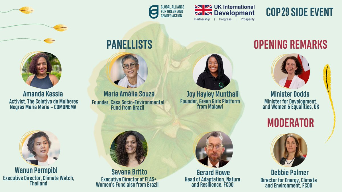 GAGGA_Alliance's tweet photo. 📢Happening TOMORROW!✨

🌍 Meet our panellists for our first #COP29 #SideEvent with @FCDOGovUK for a powerful discussion on gender-just climate policy and finance, and locally-led solutions. Don’t miss it!

📌Register here: https://t.co/q021EsBngv

#COP29Baku #GAGGAatCOP29 https://t.co/3wA3tXrlKa