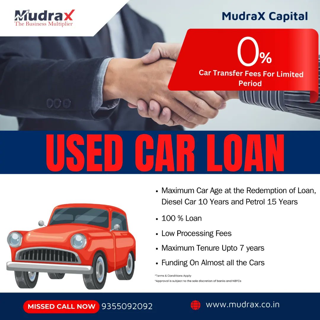 mudraxcapital's tweet photo. Dreaming of owning your next car? 🚗 With #MudraX #UsedCarLoan, get the keys in your hands faster than you imagined. Simple process, flexible repayment, and quick approvals.#CarLoan #BusinessLoan #PersonalLoan #LoanSolutions #DreamCar
🌐 https://t.co/U2qArfPlKn
📞 9355092092 https://t.co/9aDRg5i3On