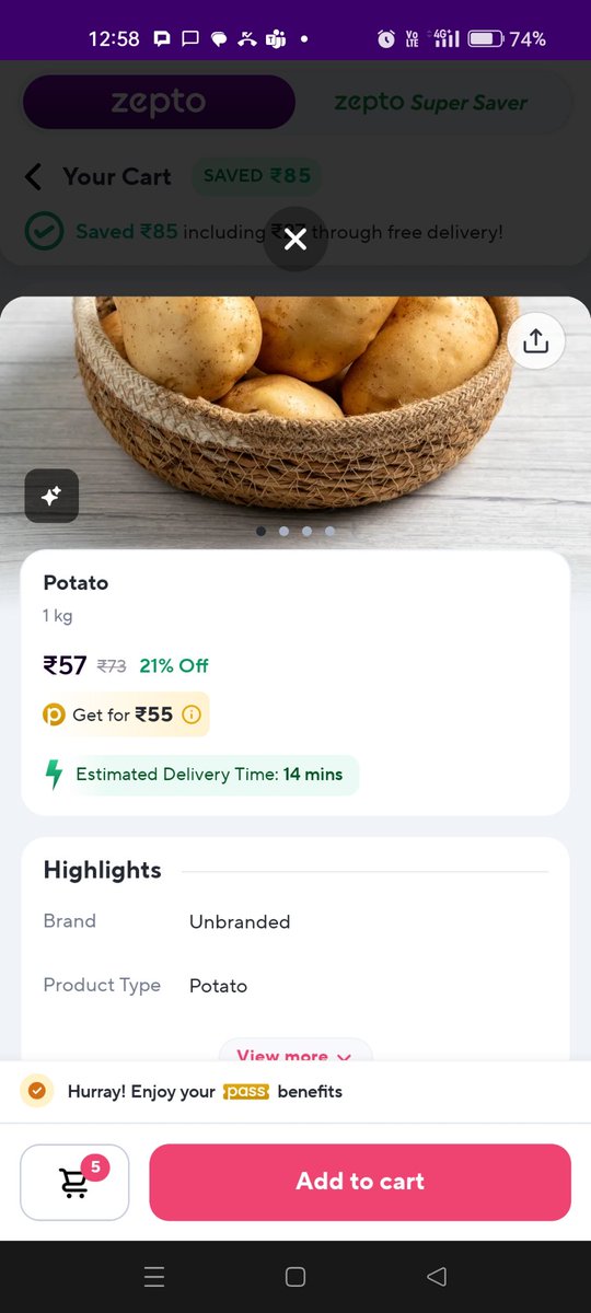 kunalshah71's tweet photo. @ZeptoNow @zeptocares 
Where is the savings for ZeptoPass?
Even if order is above Rs 299, even if I have purchased membership still I am not getting any pass benefits and paying same amount? https://t.co/dHhdXlsx0T