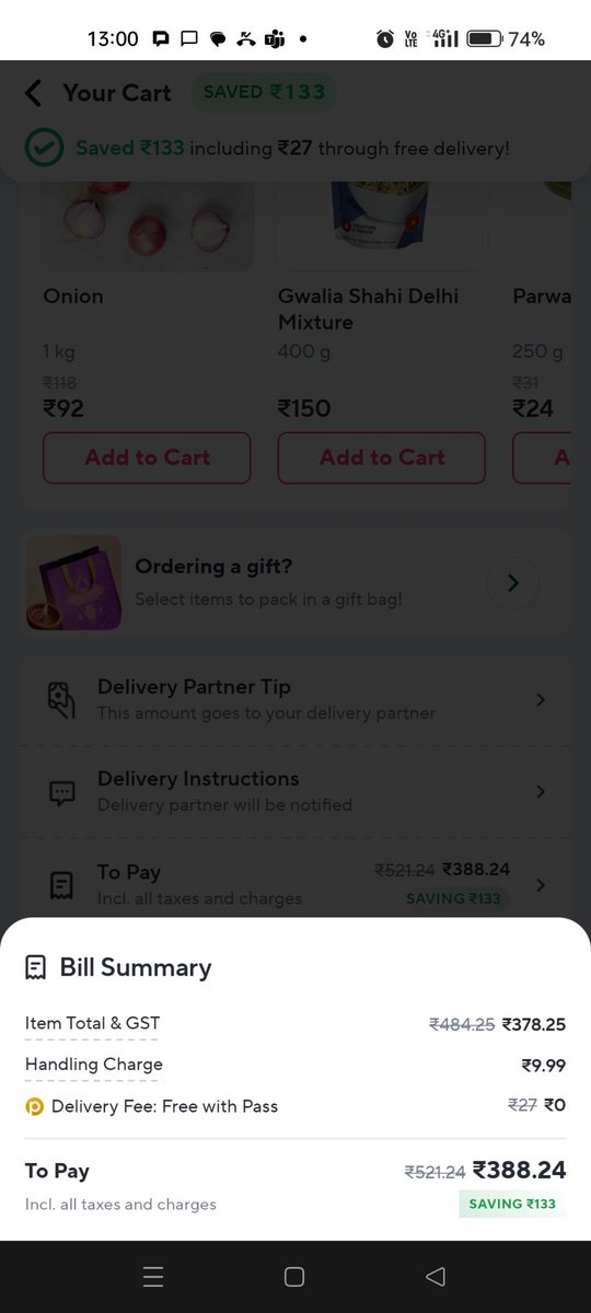 kunalshah71's tweet photo. @ZeptoNow @zeptocares 
Where is the savings for ZeptoPass?
Even if order is above Rs 299, even if I have purchased membership still I am not getting any pass benefits and paying same amount? https://t.co/dHhdXlsx0T