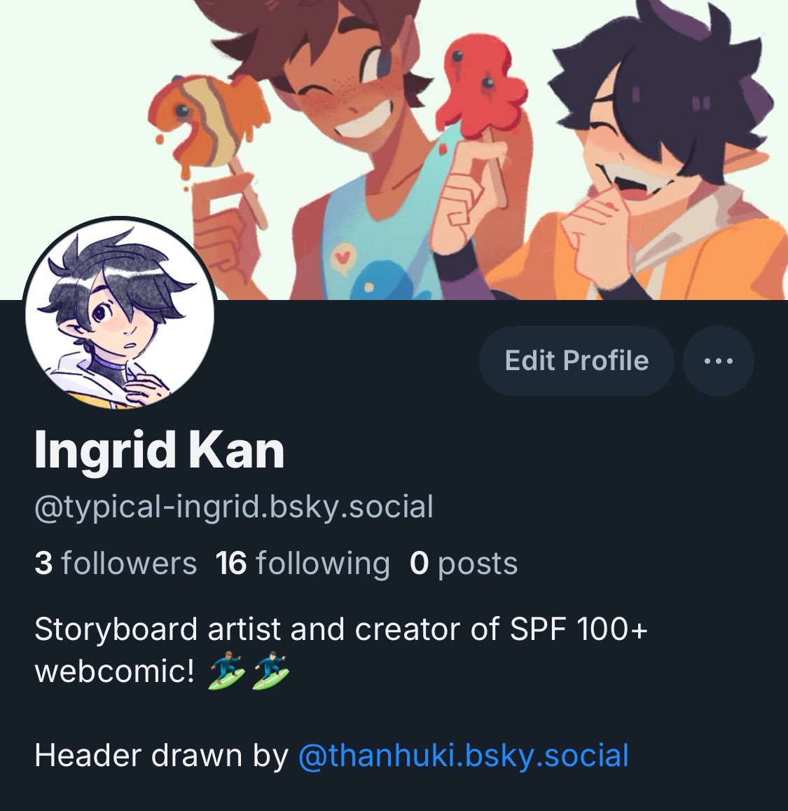 made a blue sky account! Will probably just post doodles and comic stuff once i find the willpower to work on it again 😭