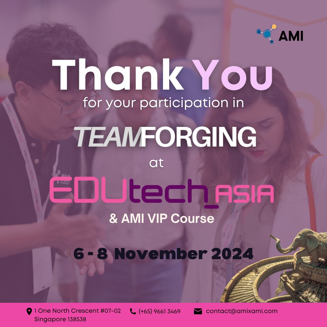 AhaMoment_AMI's tweet image. ✨ Huge THANK YOU to 300+ schools, professors, tech leaders, and educators who joined us at EDUtech Asia 2024 for our TeamForging game and VIP course! 🌟 
#EDUtechAsia #TeamForging #EdTech #AMI
