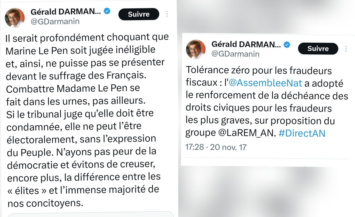 La "tolérance zéro" de Darmanin  est à géométrie très très variable !
#ProcesRN