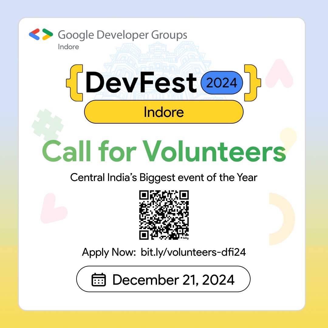 GDG_Indore's tweet image. 🚀 Be a DevFest Indore &apos;24 Volunteer! 🚀
Want to be part of something extraordinary?

🔗 Apply Here: bit.ly/volunteers-dfi…

#DevFestIndore2024 #VolunteerWithGDG #JoinTheTechMovement #IndoreTech #TechForGood @tpal94