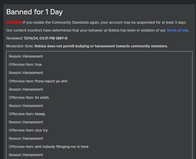 AbsoluteVailor's tweet image. this is what I get for trying to report an exploiter/mass reporter..💔 thanks @Roblox #roblox