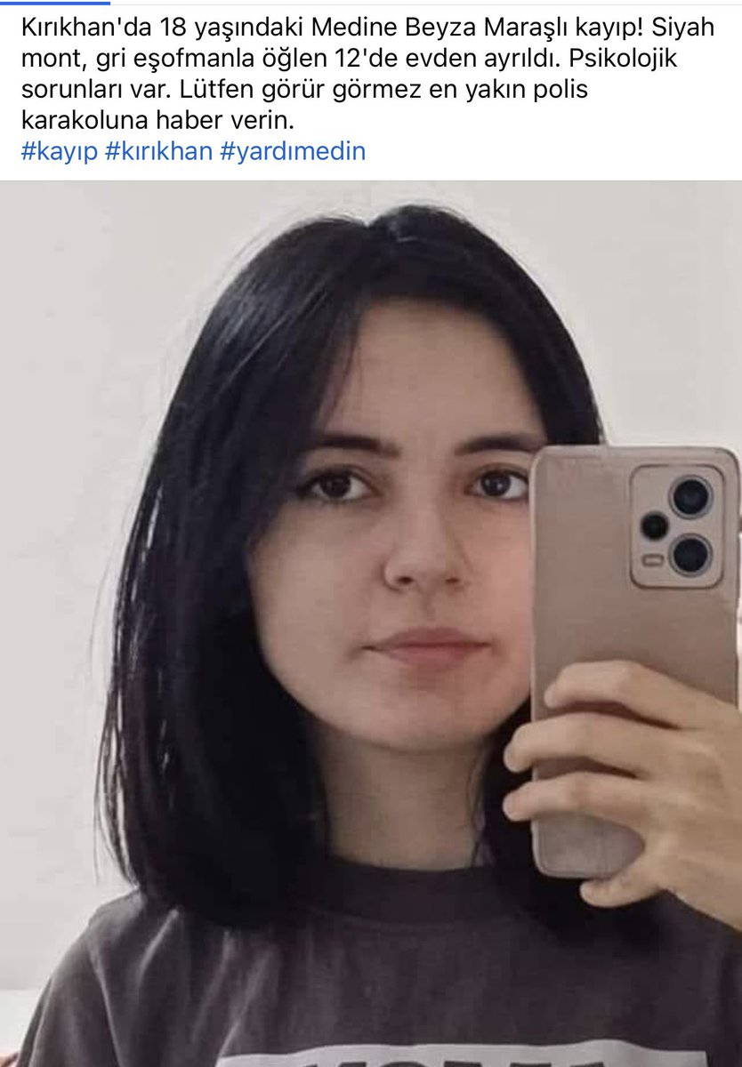 Hatay Kırıkhan’da kayıp bir kızımız var dostlar lütfen yayalım
