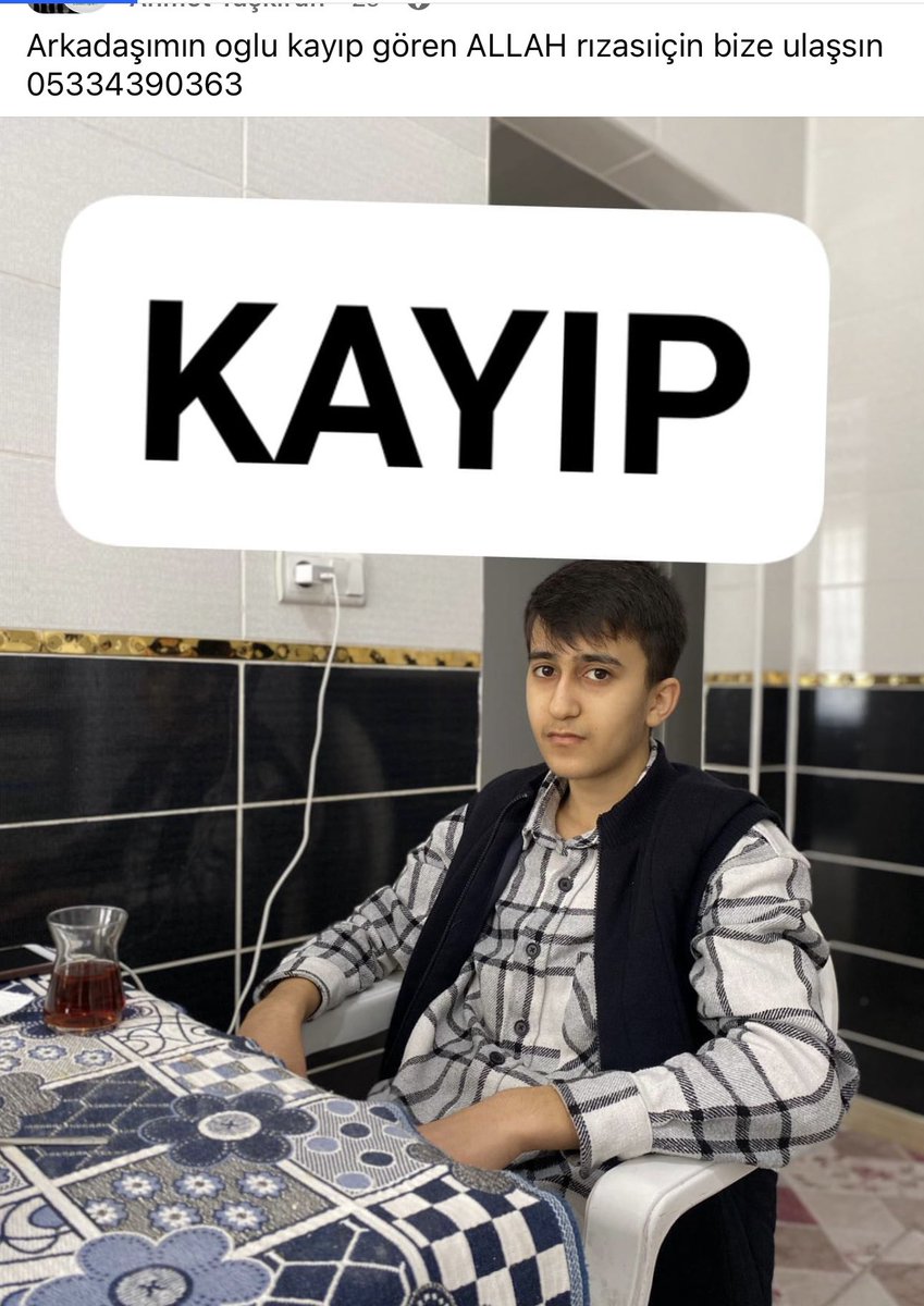 Şanlıurfa’da bir gencimiz kayıp dostlar yayalım