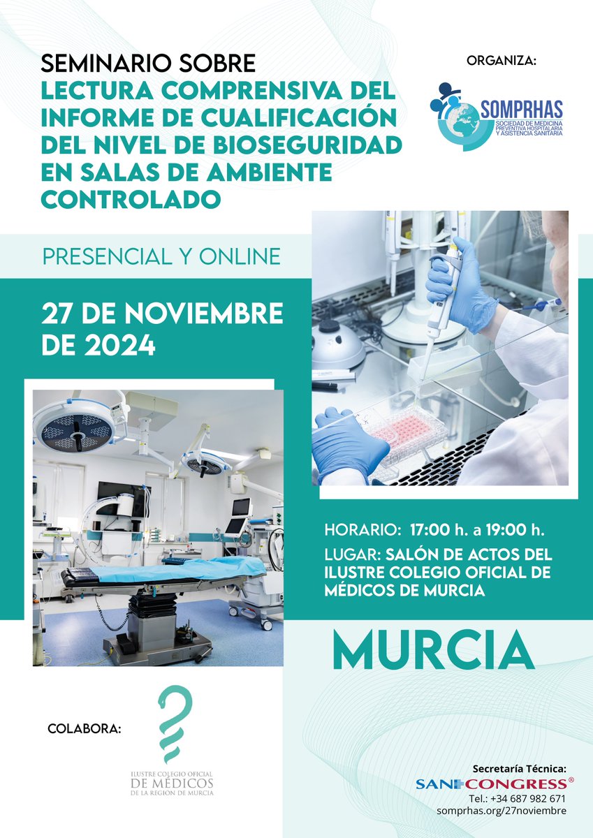 SOMPRHAS (@somprhas) on Twitter photo 📢 ¡No te pierdas la próxima actividad científica de <a href="/somprhas/">SOMPRHAS</a>! 🩺✨
📅 Miércoles, 27 de noviembre
🕔 17:00 a 19:00 horas
📍 Desde el <a href="/CGCOM_Esp/">Consejo General de Médicos</a> #Murcia
¡Inscripción gratuita! Disponible en formato presencial y online.
🔗 Más información e inscripción: somprhas.org/27noviembre/pr… 📢 ¡No te pierdas la próxima actividad científica de <a href="/somprhas/">SOMPRHAS</a>! 🩺✨
📅 Miércoles, 27 de noviembre
🕔 17:00 a 19:00 horas
📍 Desde el <a href="/CGCOM_Esp/">Consejo General de Médicos</a> #Murcia
¡Inscripción gratuita! Disponible en formato presencial y online.
🔗 Más información e inscripción: somprhas.org/27noviembre/pr…
