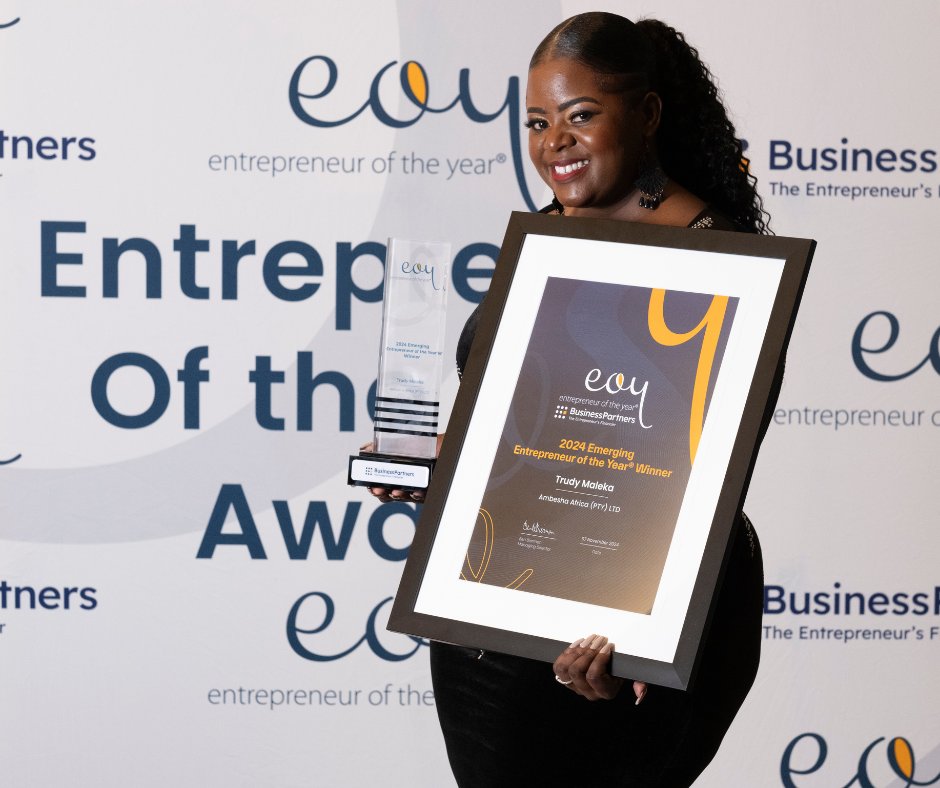Congrats to Trudy Maleka, founder of Ambesha Africa, on being named the 2024 Emerging Business Entrepreneur of the Year! This prestigious award recognises entrepreneurs who have demonstrated significant business growth, resilience &amp; impact. Trudy embodies all of these qualities.