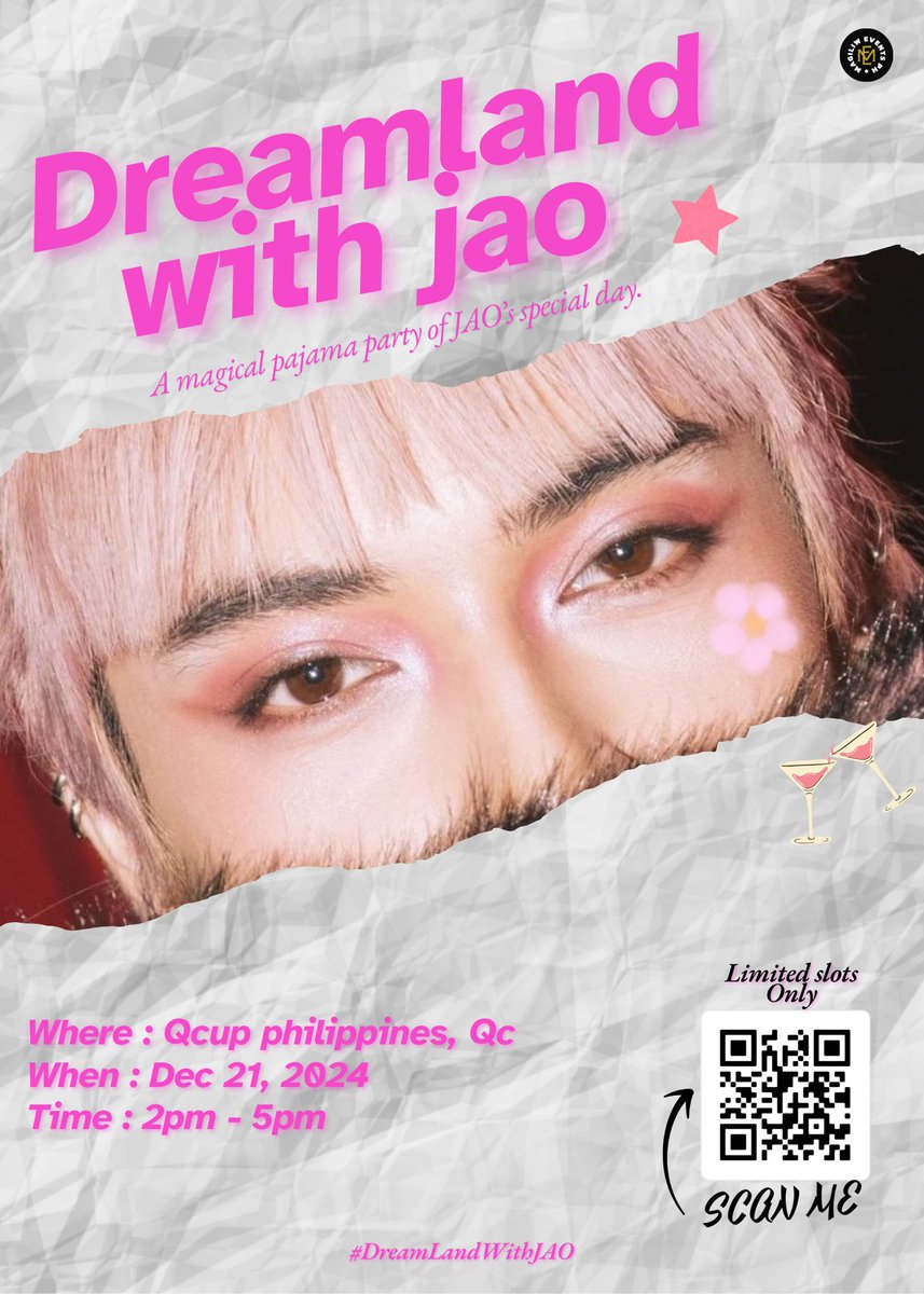 Magiliw_EventPH's tweet photo. DreamLand with Jao🧸💖🌸
- A magical pajama party for JAO's special day. 

📍Qcup Phillipines , Quezon City
🗓️ 21st of December 2024 (Saturday)
🕖 2pm to 5pm

Register here : https://t.co/ehyzIfoybE

LIMITED SLOTS ONLY!✨️

#DreamLandWithJAO #Alamat_Jao #Magiliw_EventPH https://t.co/CFY3hEdhsU
