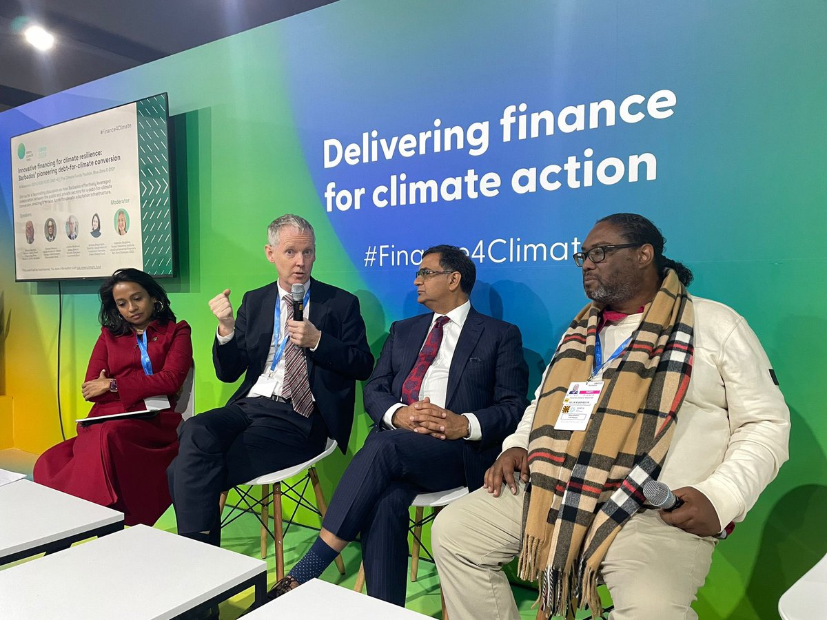 European Investment Bank (@eib) on Twitter photo At #COP29, #EIBGlobal’s Director-General <a href="/AMcDowell/">Andrew McDowell</a> joins partners <a href="/the_IDB/">Inter-American Development Bank</a> <a href="/theGCF/">Green Climate Fund</a> and the Government of Barbados to lay out the first debt-for-climate conversion:
a game changer to free up fiscal space and raise #Finance4Climate adaptation and mitigation in Barbados. 
🇧🇧🤝🇪🇺 At #COP29, #EIBGlobal’s Director-General <a href="/AMcDowell/">Andrew McDowell</a> joins partners <a href="/the_IDB/">Inter-American Development Bank</a> <a href="/theGCF/">Green Climate Fund</a> and the Government of Barbados to lay out the first debt-for-climate conversion:
a game changer to free up fiscal space and raise #Finance4Climate adaptation and mitigation in Barbados. 
🇧🇧🤝🇪🇺