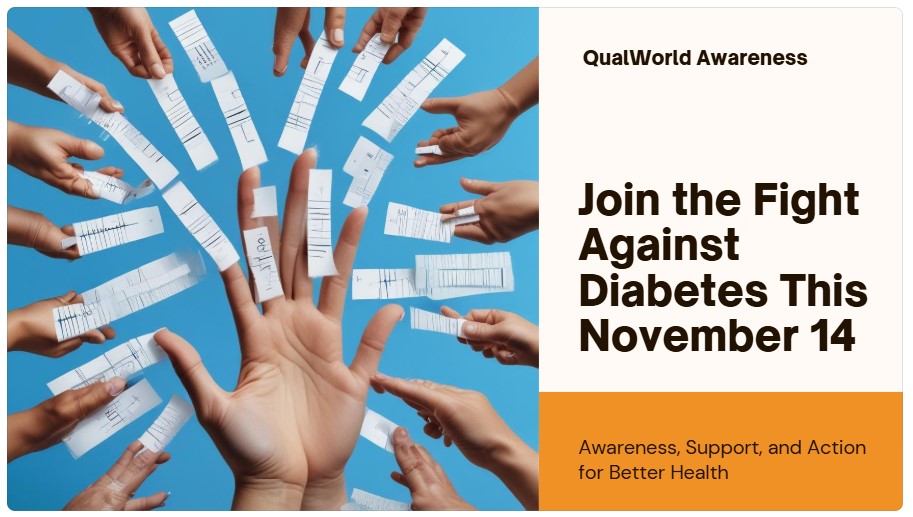 QualWorld's tweet photo. 🌍 World Diabetes Day with Qualworld 📷At #Qualworld, we're committed to raising awareness &amp; supporting those impacted by diabetes. 📷 https://t.co/fe00afY0sD