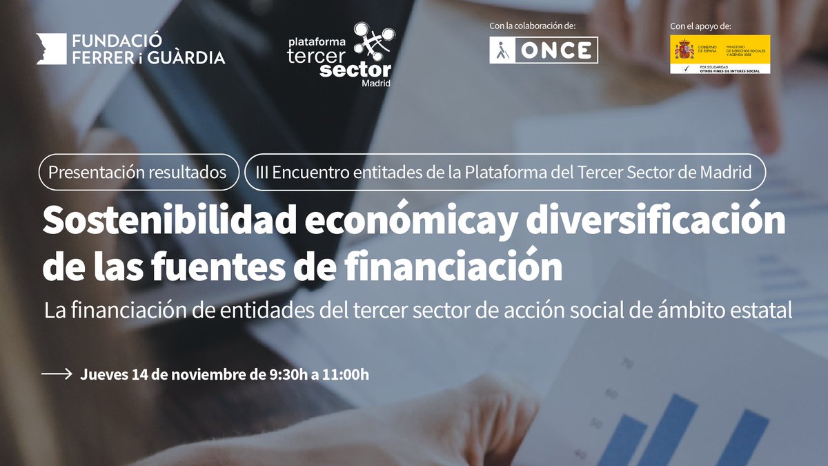 A las 9:30 h empezamos la presentación del estudio sobre financiación de entidades del tercer sector. Nos centraremos en #Sostenibilidad y estrategias de diversificación y fortalecimiento.

#TercerSector #TSAS #AccionSocial

🔴youtube.com/live/xN3l82FxM…