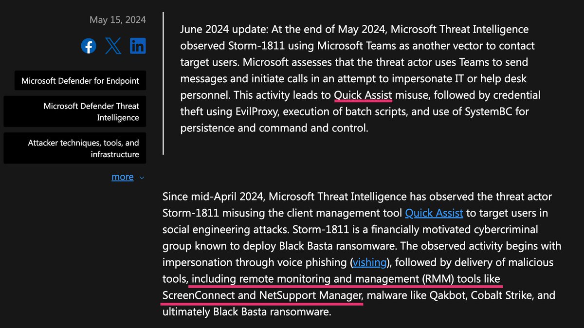 cyb3rops's tweet image. CyberSec Trends Q4/24🔮

⬆️EDR killers (vulnerable drivers)
⬆️Auxiliary execution files .lnk .msc .rdp
⬆️Abuse of legit remote access tools
⬆️Token/cloud API abuse
⬆️ADCS exploitation
⬆️Fake CAPTCHAs: copy&amp;amp;paste PowerShell
⬆️TA using systems out of EDR scope for persistence