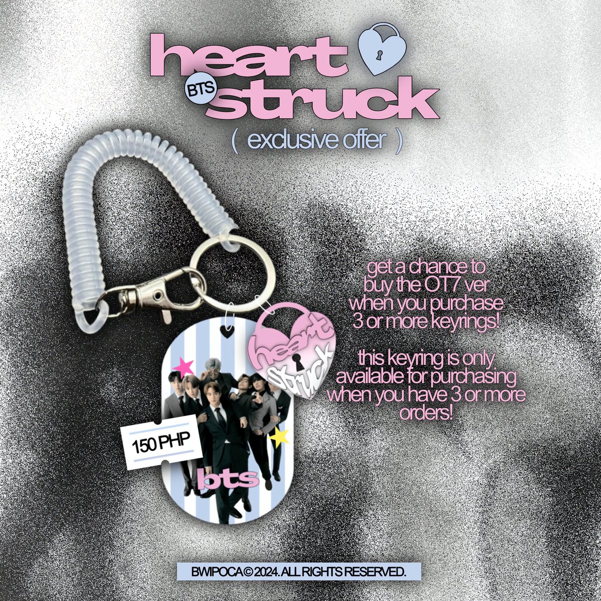 bwipoca's tweet photo. SURPRISE! 💘

The OT7 ver is here and is available for purchasing when you order 3 or more keyrings!

Don’t miss out on this exclusive offer 💌

Pre-order here: https://t.co/lXIY3gRfPm https://t.co/9AhSIY6U0g