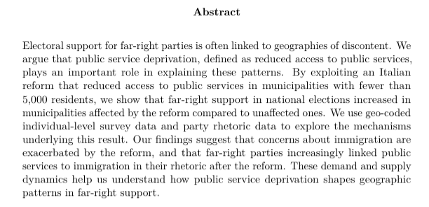 🚨 Publication Alert 🚨

Our paper about public service deprivation and far right support with Paula Rettl <a href="/MCappelluti_/">Marco Cappelluti</a>  Catherine De Vries is forthcoming at <a href="/AJPS_Editor/">AJPS</a>! 🎉

👉 osf.io/preprints/osf/…

#polisci