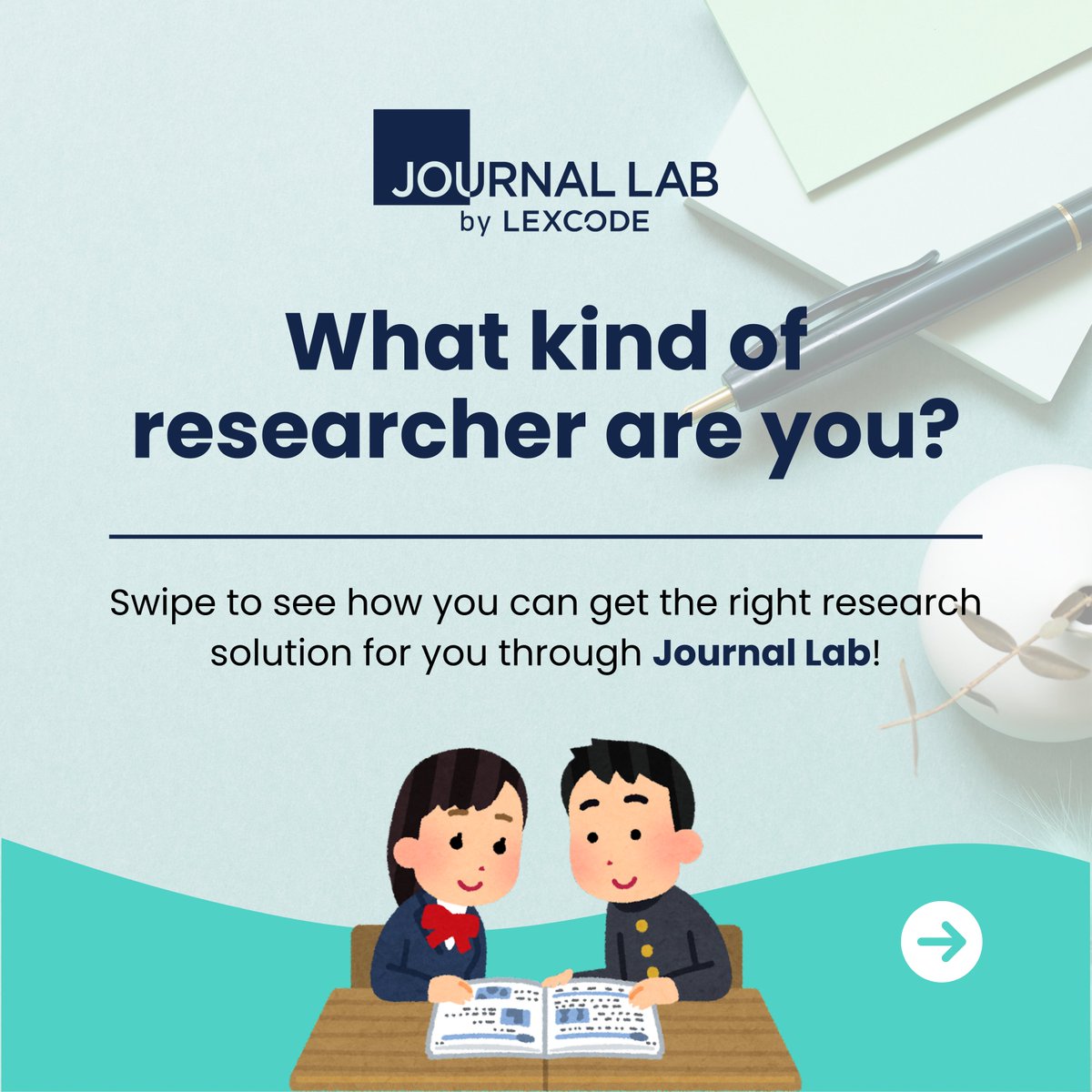JournalLabHQ's tweet photo. What type of researcher are you? 🤔

Whether you’re a struggling student, an uninspired author, a graduate trailblazer, or an international researcher, Journal Lab has the right solution for you! 🔍 https://t.co/5G6t13ucar