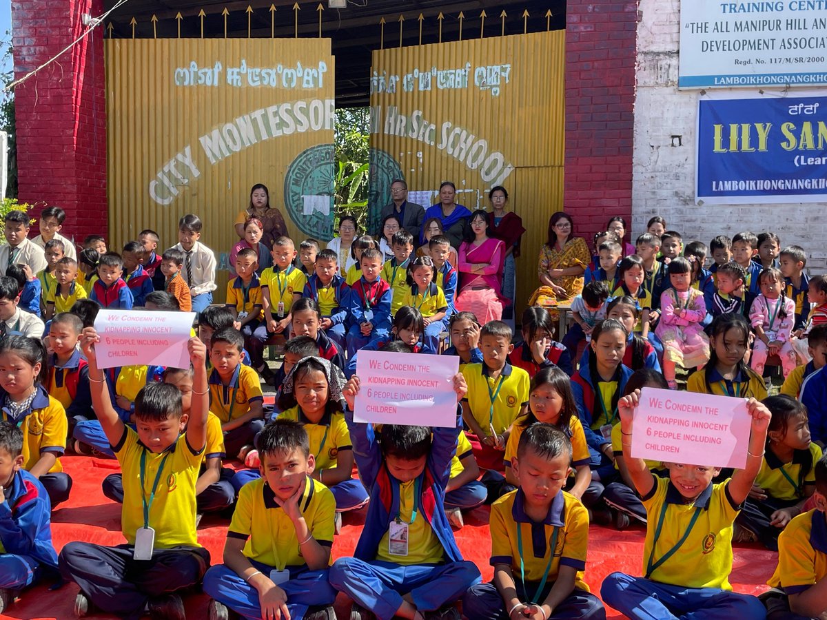 vincymeitei's tweet image. In #Manipur ,celebrations 4 Children’s Day fall silent.The joyful atmosphere is overshadowed by d abduction of 6family members frm #Jiribam #Meitei community, including 3minors,by #KukiTerr0rists .Students r now organizing protests to demand d safe release of dos abducted members