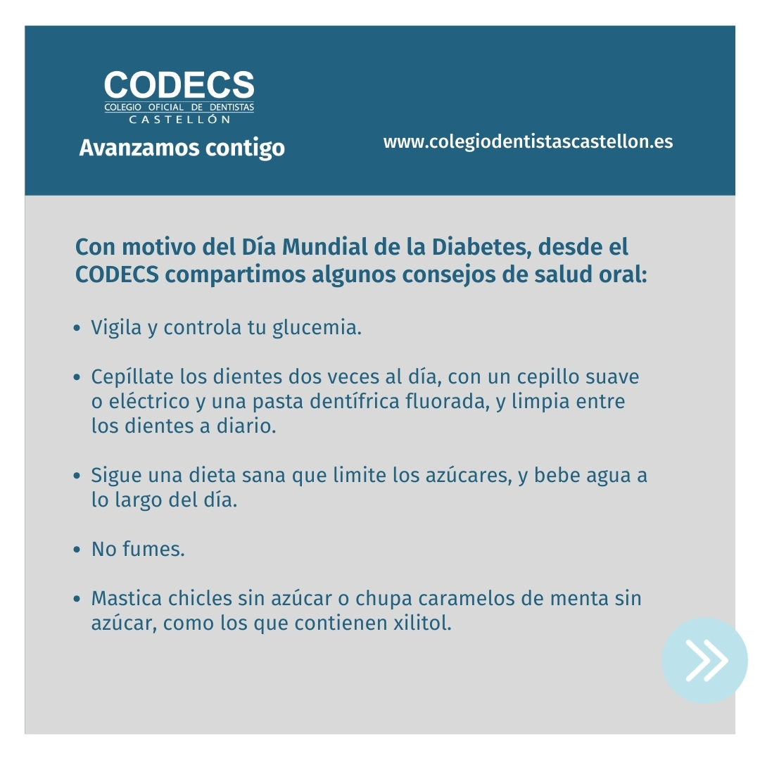 codecs_'s tweet image. Día Mundial de la Diabetes

Una mala salud oral puede afectar al control de tu diabetes, y al mismo tiempo la diabetes, si no está controlada, puede aumentar el riesgo de desarrollar ciertas afecciones bucodentales ...
👉🏻cutt.ly/ReJjtQLd