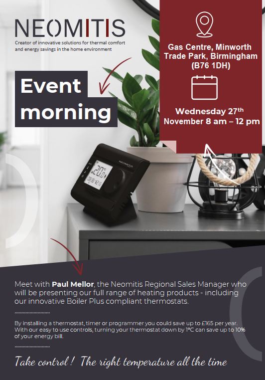 Our RSM <a href="/paulm_neomitis/">Paulm@neomitis</a> will be showcasing the #Neomitis product range at <a href="/GasCentreltd/">Gas Centre Ltd </a> (B76 1DH) on Wednesday 27th November, 8 am – 12 pm📍

Visit to see how easy our products are to use and install! #Controlofchoice📷 #Thermostat #Electric #Radiators #TowelWarmers