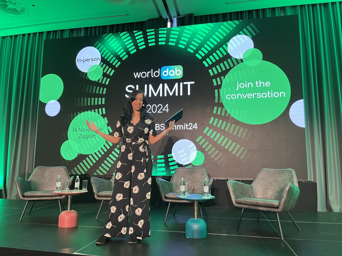 We’re underway at #worldDABsummit24. Our host is <a href="/AradhnaTayal/">Aradhna Tayal Leach</a>, of UK <a href="/radioacademy/">The Radio Academy</a> and <a href="/RadTechCon/">Radio TechCon</a>