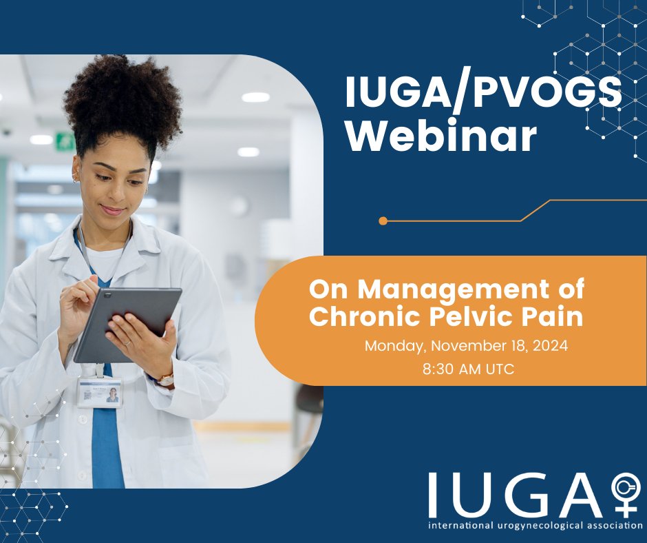 iugaoffice's tweet photo. Don't forget to register for next weeks Webinar in collaboration with Pre-Vocational Obstetrics &amp; Gynaecology Society (PVOGS). 

What You’ll Learn:
- What urogynecologists and gynecologists should know when assessing chronic pelvic pain. 
- Tips for managing chronic pelvic pain. https://t.co/GgNG8h301F