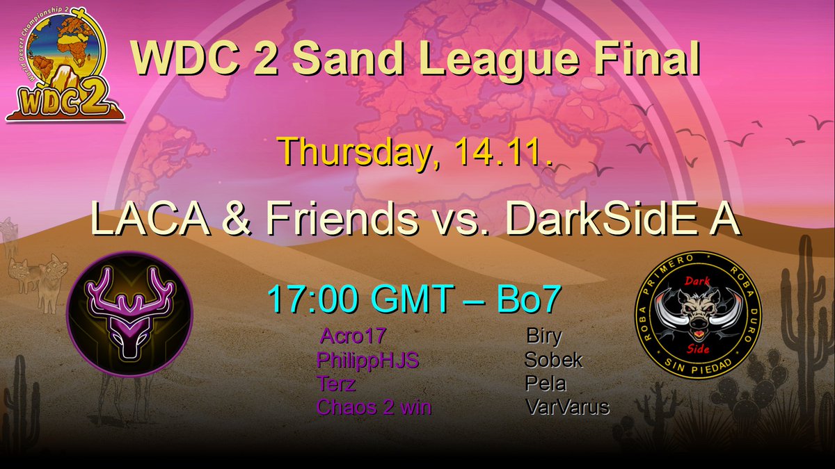 huehuecoyotl22's tweet photo. Today the $1050 #WDC2 Sand League will conclude in the final between 🇩🇪 LACA and Friends and DarkSidE A 🇦🇷🇨🇱! #ageofempires https://t.co/SJCVoUaNjI