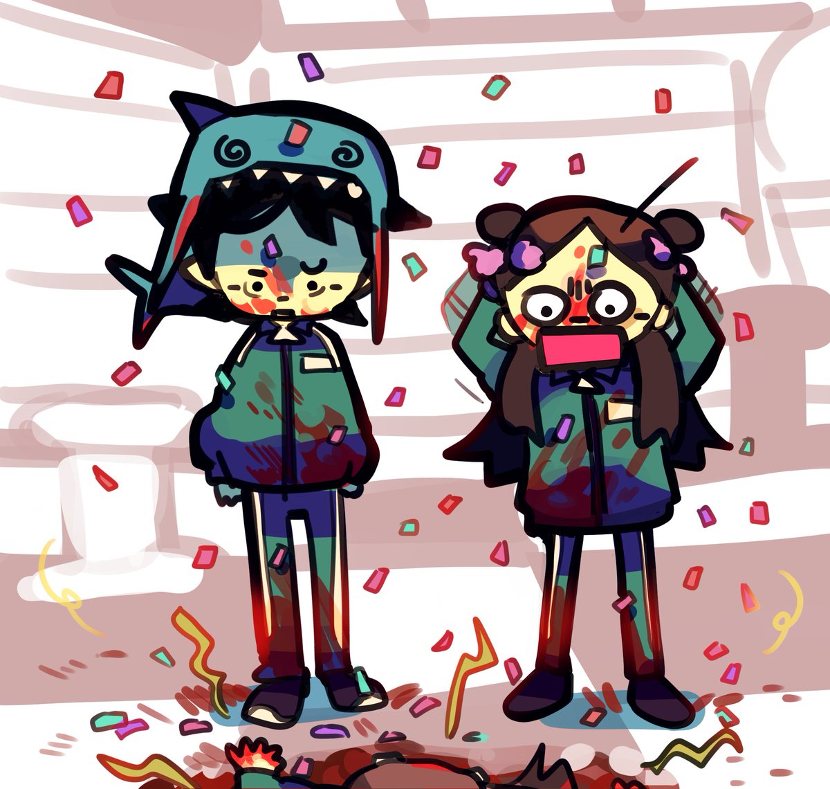 2dirtface's tweet photo. (cartoon blood) 
ooooh no... NO TINA?!?!?!?! NOOO #foolishfanart #xchocobarsfanart #tinakittenfanart #Squidcraftgames3 https://t.co/7SJYX7J69H
