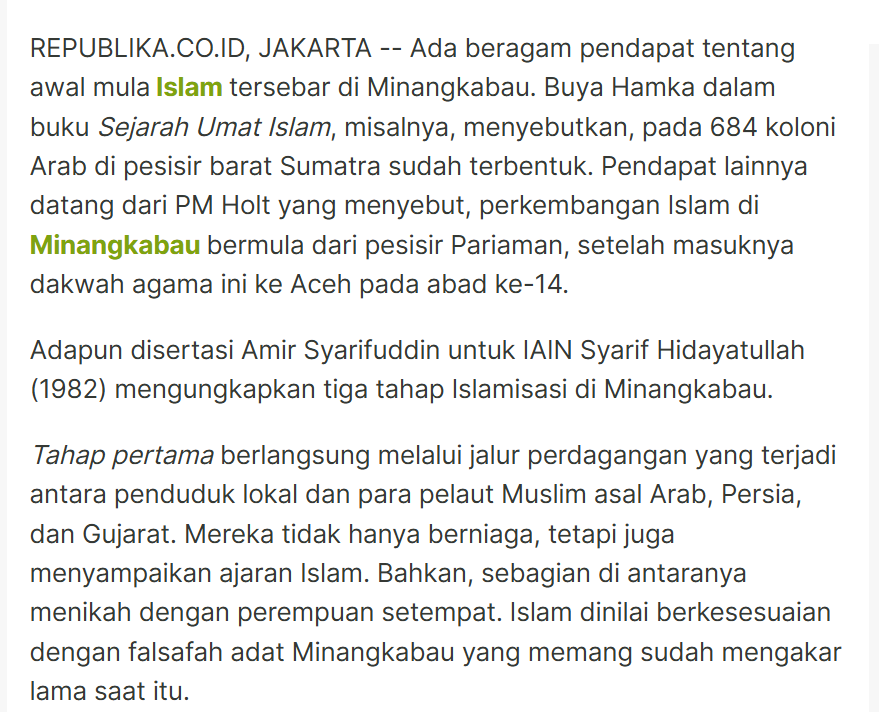 hendrolr's tweet photo. @SammiSoh Kalau dari sejarah, jelas bahwa orang minang sudah ada sebelum masuknya Islam ke Tanah Minang. Kalau pakai logika kakak di video itu, berarti belum ada orang minang sebelum datangnya Islam, sebab belum ada yang beragama Islam. Jadi? https://t.co/AIEzzSzWA8