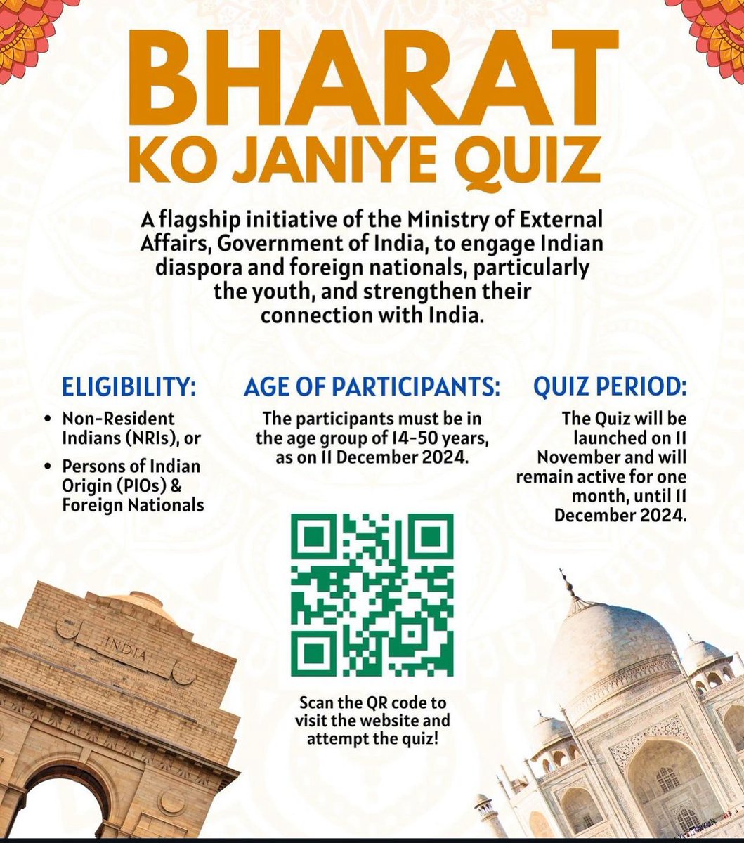 ¡Invitación a todos a participar en el BKJ Quiz y poner a prueba sus conocimientos sobre la India! 📷

📷 Inscríbete y obtén más información aquí: bkjquiz.com