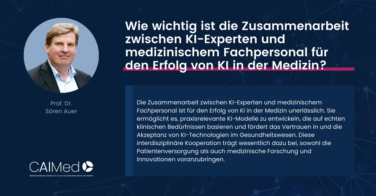 ❓ 3 Fragen an...

Prof. Dr. Sören Auer, Direktor der TIB ‒ Leibniz Informationszentrum für Technik und Naturwissenschaften. In CAIMed bringt er seine Fachkenntnisse in semantischen Technologien, Datenvernetzung und Wissensgraphen ein. 

#CAIMed #AI #research