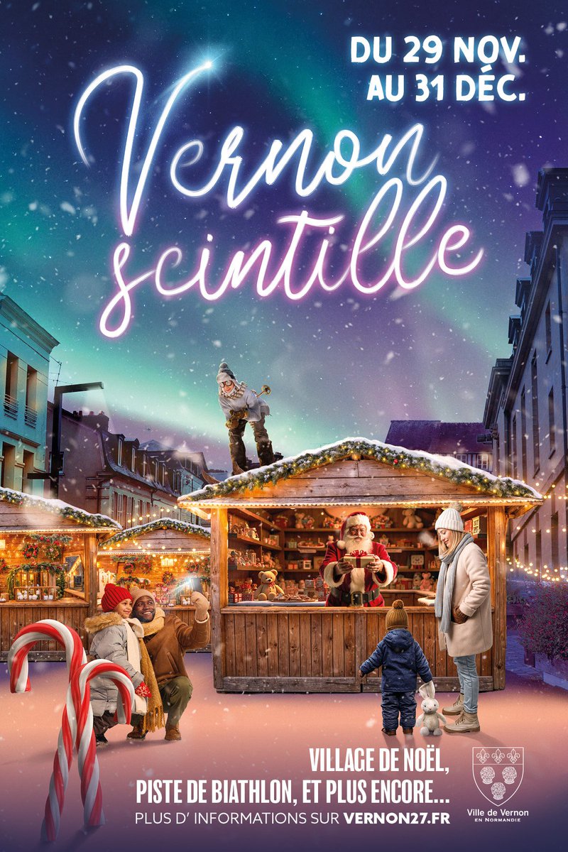 ✨ VERNON SCINTILLE 2024 ✨
Plongez dans la magie des fêtes de fin d'année, du 29 novembre au 31 décembre ! Venez partager la féérie de Noël et vivre des moments inoubliables en famille ou entre amis.

Comme chaque année, les festivités débutent par le lancement des illuminations