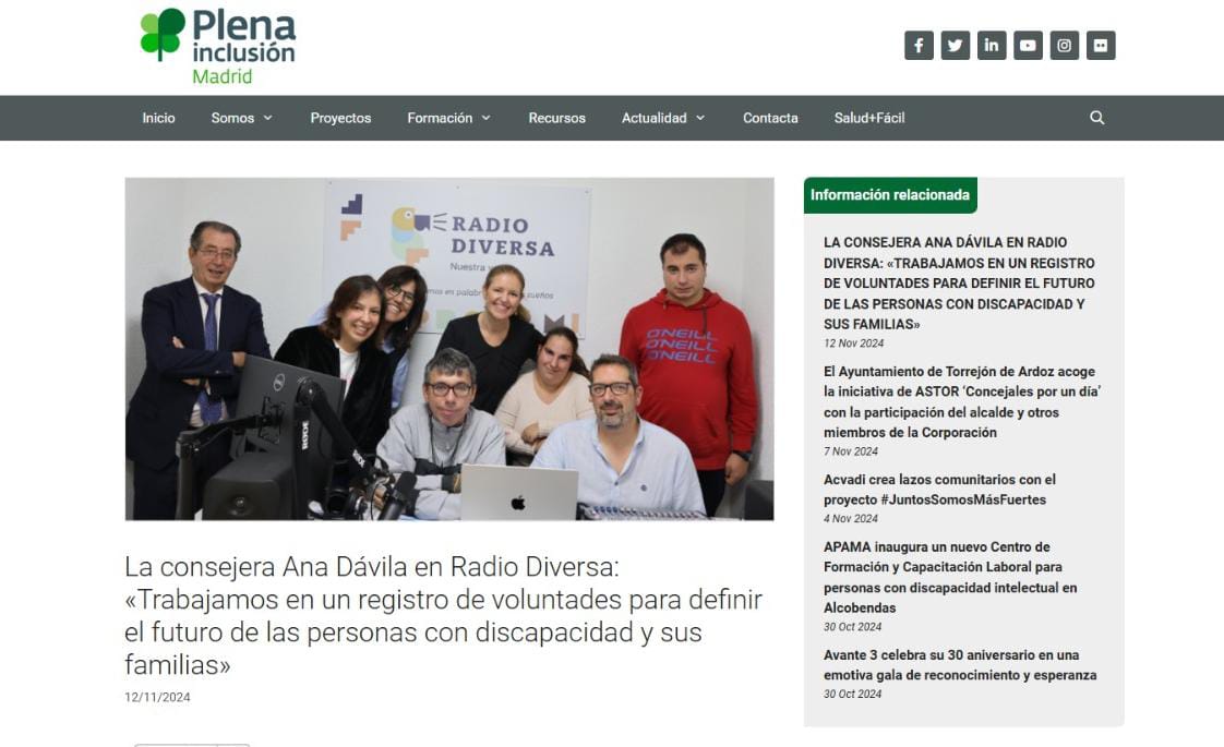 Os dejamos por aquí el enlace a la nota de prensa de la entrevista a Ana Dávila.

plenainclusionmadrid.org/noticias/la-co…