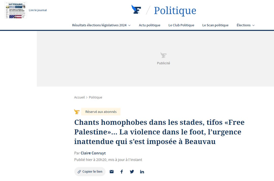 Que des ministres exploitent ou instrumentalisent le foot pour donner le sentiment d'être autoritaires et de rétablir l'ordre, c'est le jeu.
Que des journalistes, qui ne maîtrisent pas le sujet, leur servent la soupe...