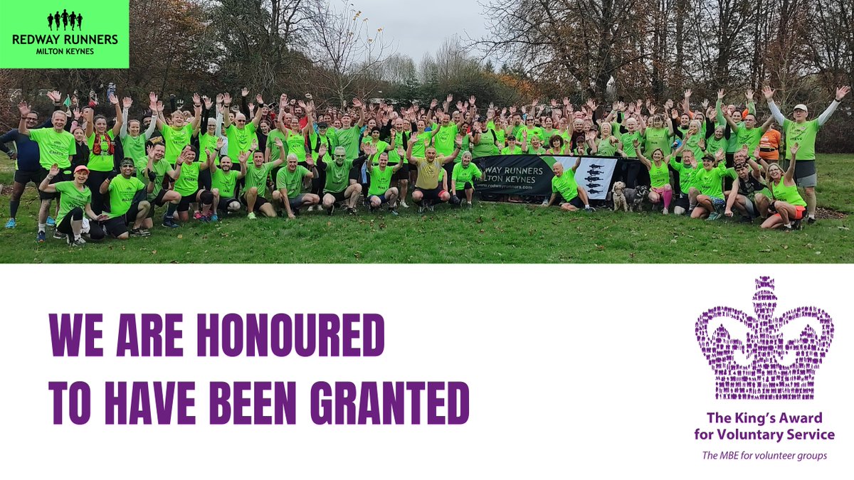 Redway Runners receive ‘King’s Award for Voluntary Service’ by HM the King on his 76th birthday.
This prestigious award, equivalent to an MBE, is the highest accolade for volunteer groups in the UK. It recognises outstanding commitment of all our Volunteers, see website for more