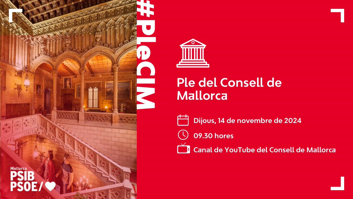 SocialistesdMca's tweet photo. ☕️ Bon dia!
🏛️ Comença el ple ordinari del mes de novembre.
📲 El pots seguir en directe aquí :
https://t.co/cMR1GQ5pLJ
#PleCIM https://t.co/GgMwHkCOc5