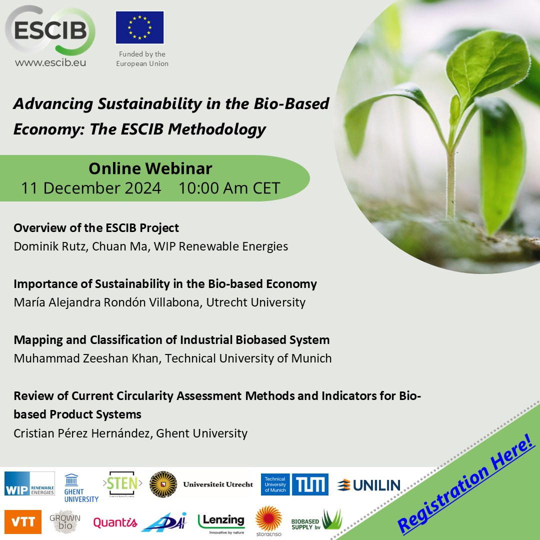 ESCIB Project (@escib) on Twitter photo 🌱 Join us for an insightful free webinar on 𝐀𝐝𝐯𝐚𝐧𝐜𝐢𝐧𝐠 𝐒𝐮𝐬𝐭𝐚𝐢𝐧𝐚𝐛𝐢𝐥𝐢𝐭𝐲 𝐢𝐧 𝐭𝐡𝐞 𝐁𝐢𝐨-𝐁𝐚𝐬𝐞𝐝 𝐄𝐜𝐨𝐧𝐨𝐦𝐲!
📅 Date: 11 December 2024
🕙 Time: 10:00 AM CET
🔗 Registration Here: lnkd.in/d8k4_wgA
#ESCIB_EU #BioBasedEconomy #Sustainability 🌱 Join us for an insightful free webinar on 𝐀𝐝𝐯𝐚𝐧𝐜𝐢𝐧𝐠 𝐒𝐮𝐬𝐭𝐚𝐢𝐧𝐚𝐛𝐢𝐥𝐢𝐭𝐲 𝐢𝐧 𝐭𝐡𝐞 𝐁𝐢𝐨-𝐁𝐚𝐬𝐞𝐝 𝐄𝐜𝐨𝐧𝐨𝐦𝐲!
📅 Date: 11 December 2024
🕙 Time: 10:00 AM CET
🔗 Registration Here: lnkd.in/d8k4_wgA
#ESCIB_EU #BioBasedEconomy #Sustainability